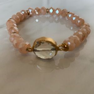 Beaded bracelet with stone focal